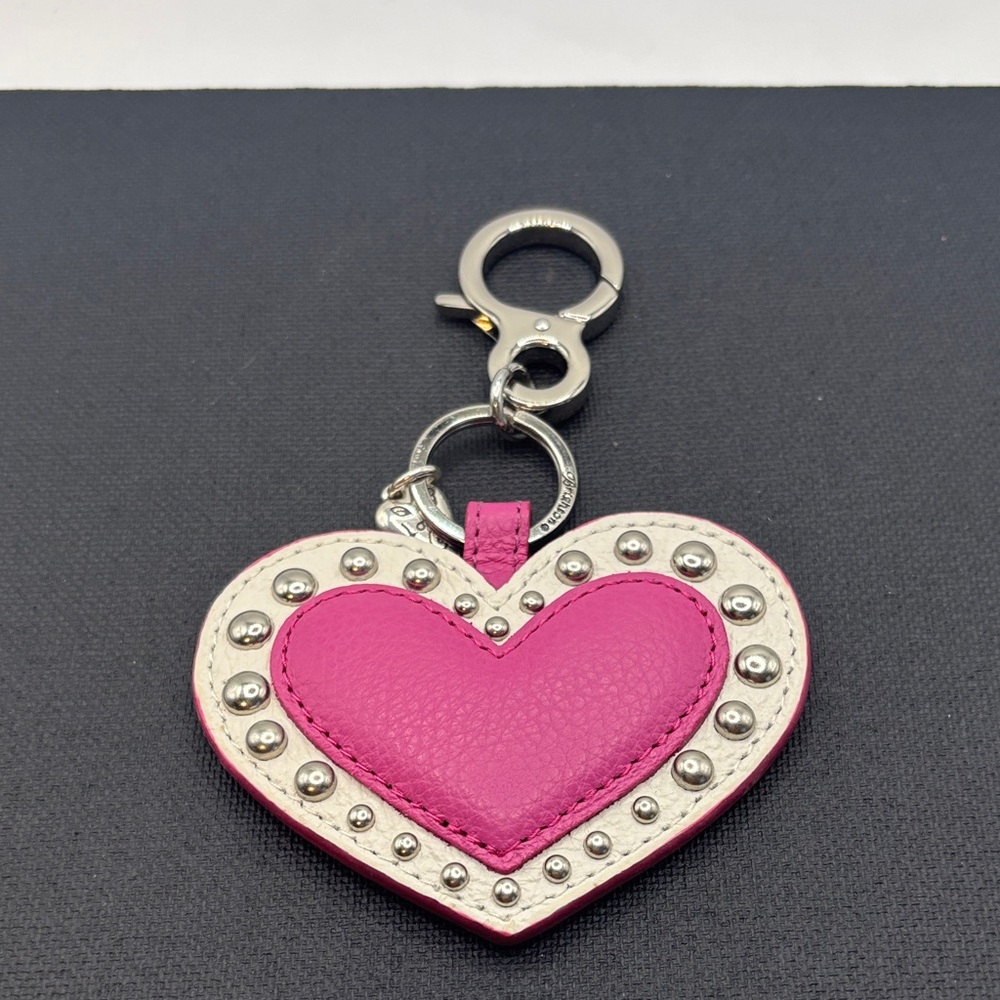 Brighton Deeply In Love Handbag Fob Keychain Bag Charm Fushia & Ivory studded